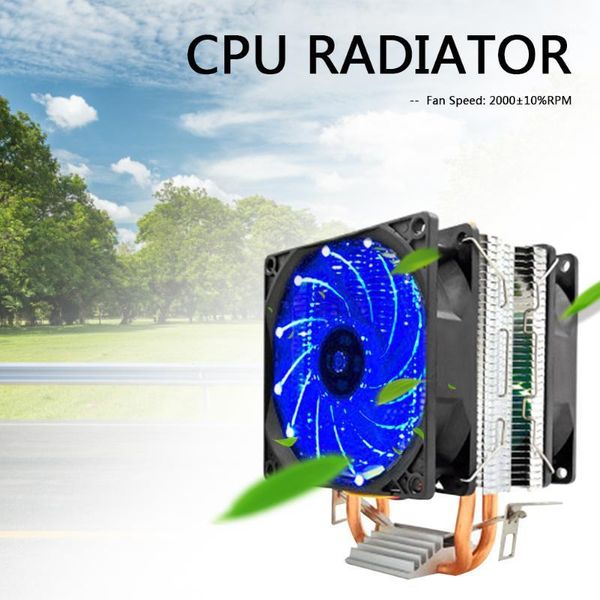 

2 heat pipes silent deskpc computer cooler radiator cpu dual cooling fan gpu computer water cooling system waterblock1