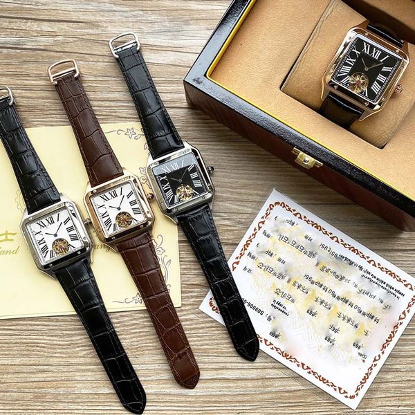 

mens watch mens classic luxury designer mechanical watch fashion belt waterproof business watch mens gift 116, Slivery;brown