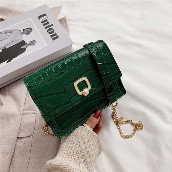 

cross body alligator chain small square bag single shoulder messenger