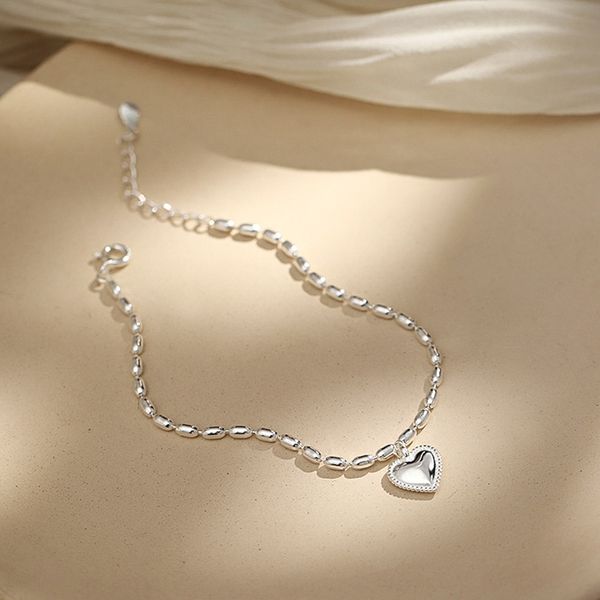 

jisuma s925 чистого серебра зерна риса любовь сладкий браслет braceletbracelet braceletpeach сердце рука строка студент дизайн чувство небол, Golden;silver
