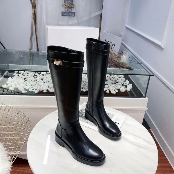 

net red leather high boot women's knee high leather thin medium boots cavalier horse boot, Black