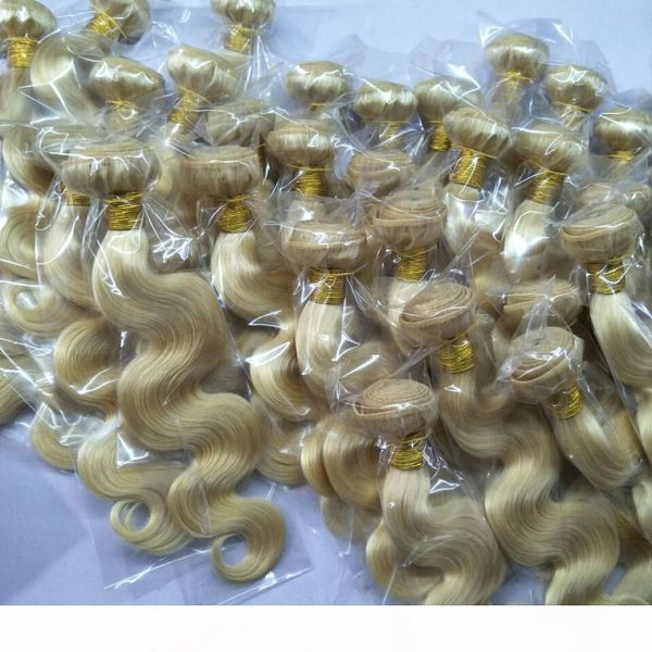 

body wave 3 bundles 300grams 613 blonde human hair extensions body wave wefts peruvian remy hair bundles, dhl, Black