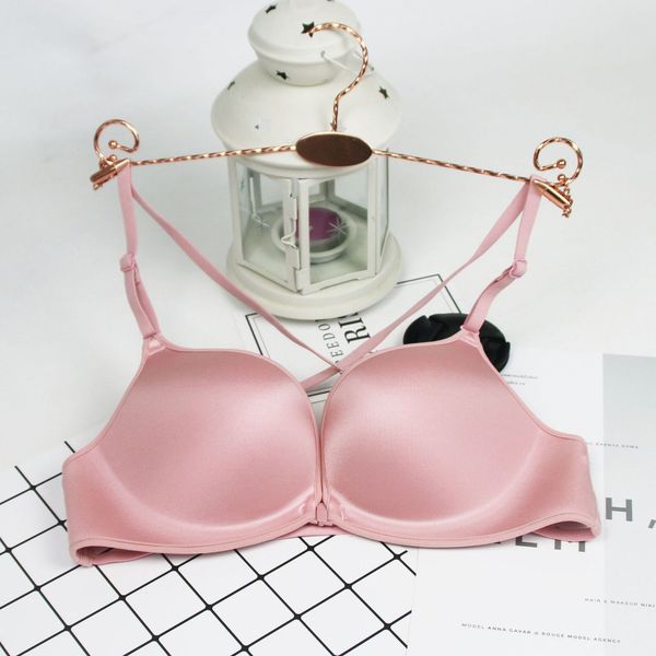 

women's underwear mark no steel ring front button cross back bra, Red;black