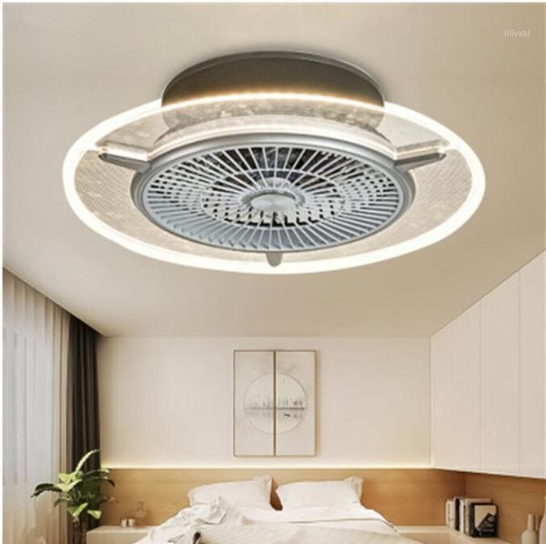 

electric fans modern style invisible diningroom led ceiling fan light creative circular livingroom study with remote control1