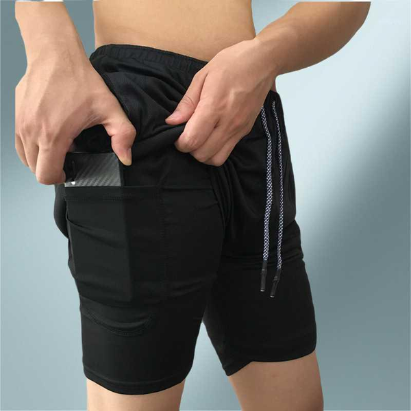 

shorts joggers shorts men's music 2 in 1 running security pockets built-in pocke quick drying sport1, White;black