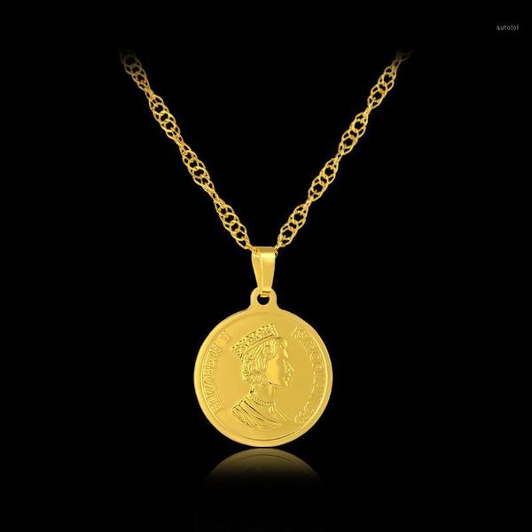 

european round coin pendant necklace for women/men fashion figure long necklaces & pendant gold color jewelry gift1, Silver