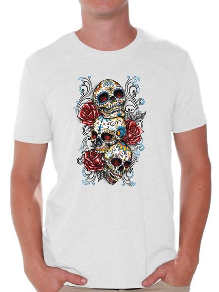 

styles three sugar skulls and rosess t shirt mens skull shirts day of the dead costume t shirt muertos sport hooded sweatshirt hoodie