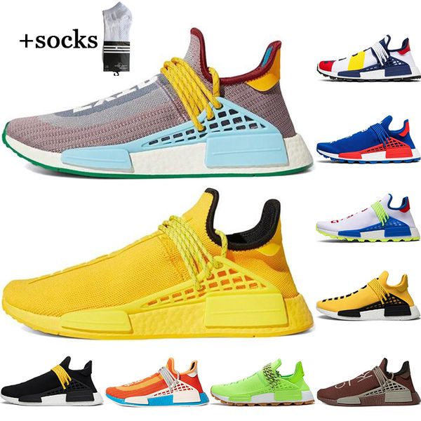 

with socks human race hu pharrell williams women running shoes white black homecoming mens trainer sports sneakers eur 36-45, White;red