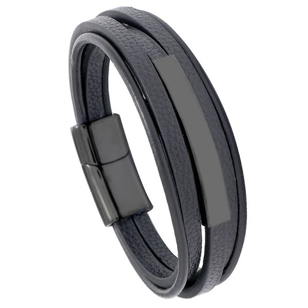 

new accessories creative multi-layer design men's leather bracelet fashion men's versatile leather bracelet, Silver