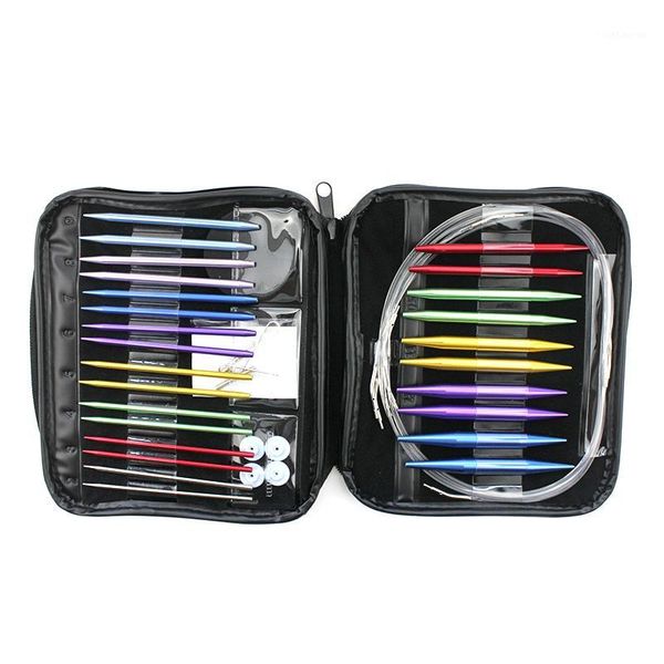 

aluminum interchangeable circular knitting needles set for crochet patterns and yarns1, Black
