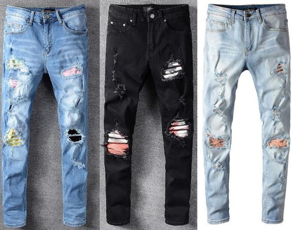 

famous brand designer jeans men fashion street wear mens biker jeans mens designer sweatpants 28-40, Blue