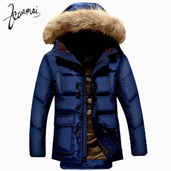 

men's down & parkas wholesale- kuamai men coat brand clothing winter jacket nagymaros collar warm snow horn button duck xxxl1, Black