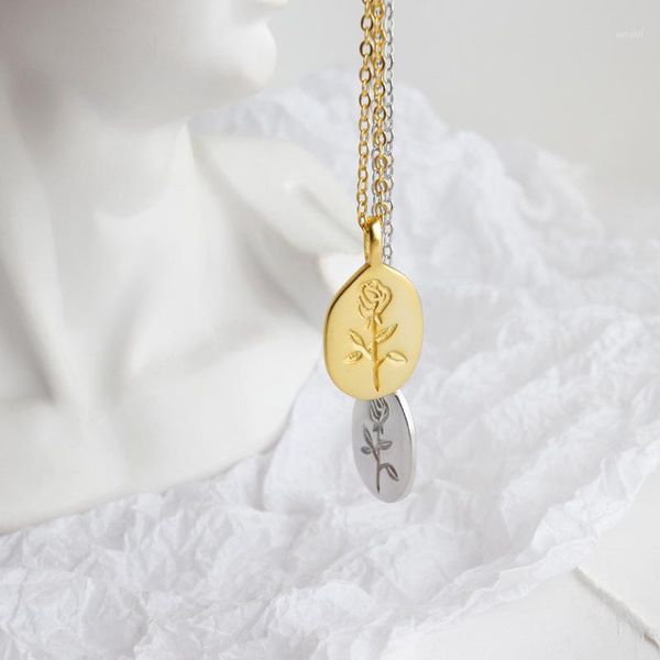 

rose flower tag 925 sterling silver pendant necklace women jewellery hip hop boho jewelry love gift1