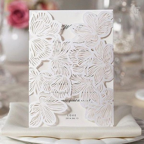 

greeting cards petal laser cut invitation card elegant birthday party holder 100pcs1
