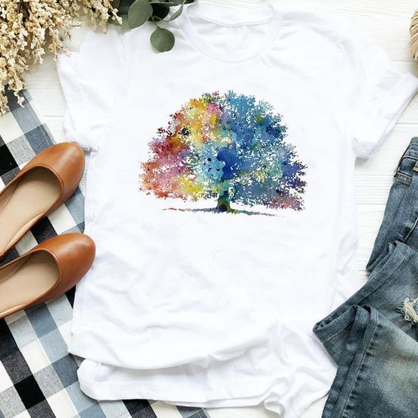 

женщины леди мультфильм акварель милая мода офис 90-х годов печать футболку рубашки одежда топ графический женский женская футболка tee tee, White