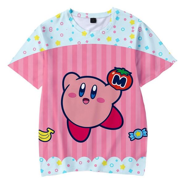 

cool 3d kirby cute pink kawaii t-рубашки женщины мужчины дети повседневная короткая рукав круглый воротник мода новый крутый летний мягкий н, White;black