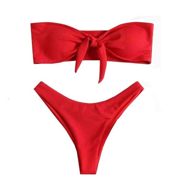 

Free Women Swimsuit Padded Bathing Suit Pure Color Bikini High Waist Strapless Sexy Bikini Women Swimwear, White;black