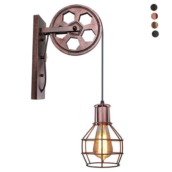 

wall lamp corridor lifting pulley indoor lighting home rustic retro metal industrial bar restaurant wall sconce light fixture