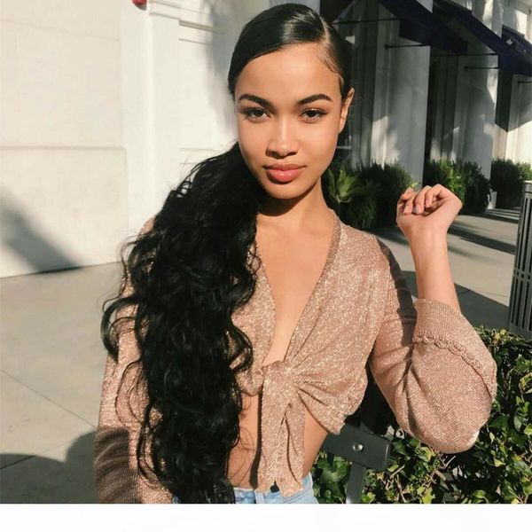 

140g wet wavy pony tail extension clip in ponytail for women human hair yaki wrap ponytail extension clip in hairpiece and ponytail 22inch, Black