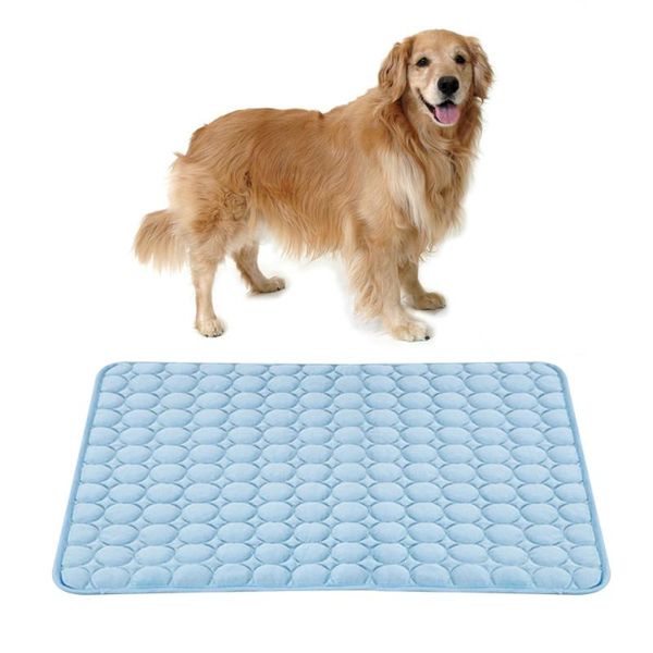 

pet summer cooling blanket breathable dogs cats sleeping mat cool pad (blue 50 x 40cm)
