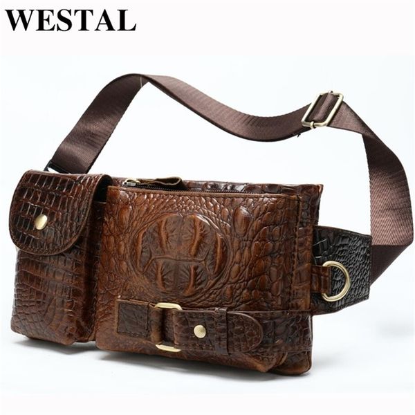 

westal messenger bag men sling for phone shoulder men's genuine leather bags travel chest pack male 9080 y201224