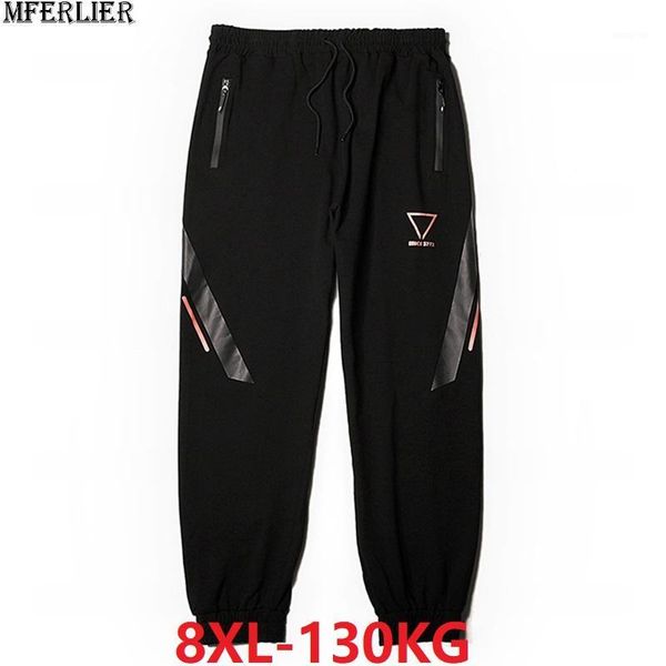 

winter men sports pants fleece warm sweatpants plus size big 6xl 7xl 8xl autumn man geometric pants stretch elastic waist1, Black