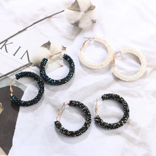 

hoop & huggie exquisite fasinable simple fashion crystal handmade earrings alloy earring, Golden;silver