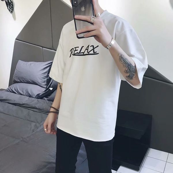 

2020 summer loose short coat t-shirt t-shirt men's korean fashion youth five point sleeve casual mid sleeve taq22, Blue