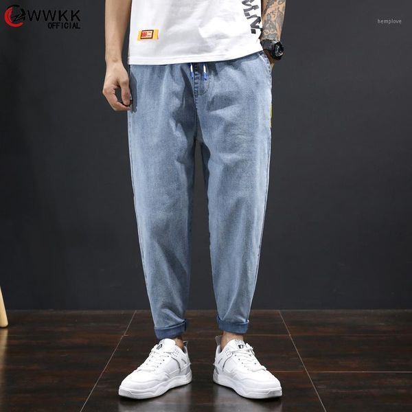 

wwkk men streetwear blue jeans 2020 women black harem jeans korean fashions harem pants male denim pants oversize1