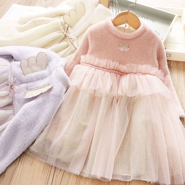 

long sve winter plush thickened drs girl's super cute back wing mink veet stitched mh skirt, Red;yellow