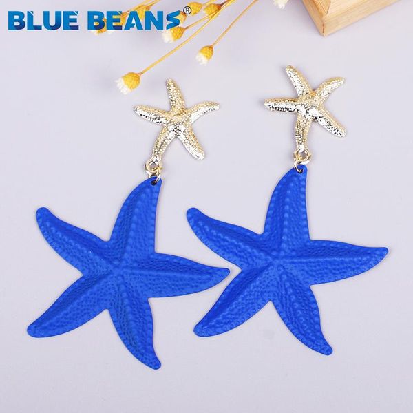

dangle & chandelier bohemia jewelry statement starfish earrings for women star drop earring fashion metal geometric blue multicolor simple e, Silver