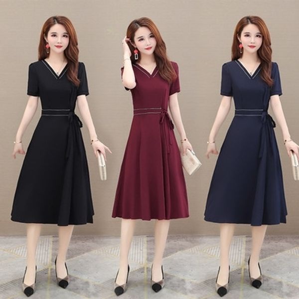 

kkt1x new summer french elegant slim 2020 2020 summer new dress elegant slim french dress sxhdi, Black;gray