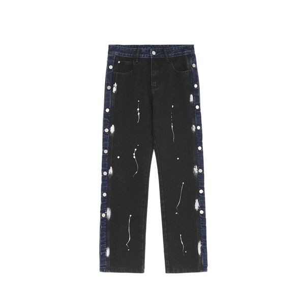 

men jeans black hip hop patchwork men's denim pants jean fashion trousers, Blue