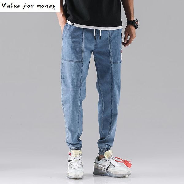 

мужчины джинсы мужчины мода багги тонкий джинсы jogger cargo, Blue