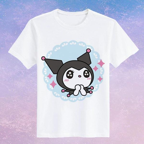 

fashion anime my melody kuromi short sleeve t-shirt women cute cartoon printed o-neck tee summer girls casual white t shirt