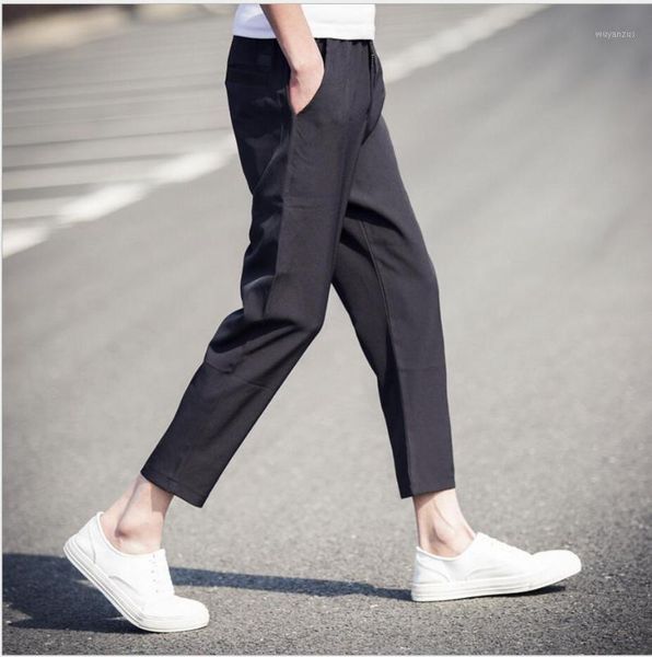 

m-5xl spring and summer men's new casual pants korean slim fashion harem pants ankle length trousers plus size clothing1, Black