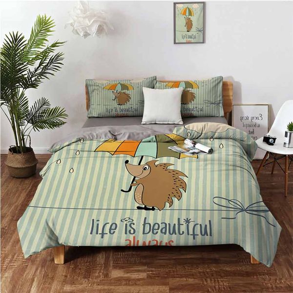 

hightrope walker hedgehog холдинг ручка зонтик и жизнь прекрасна всегда textcartoon, дружелюбный скин три части набор