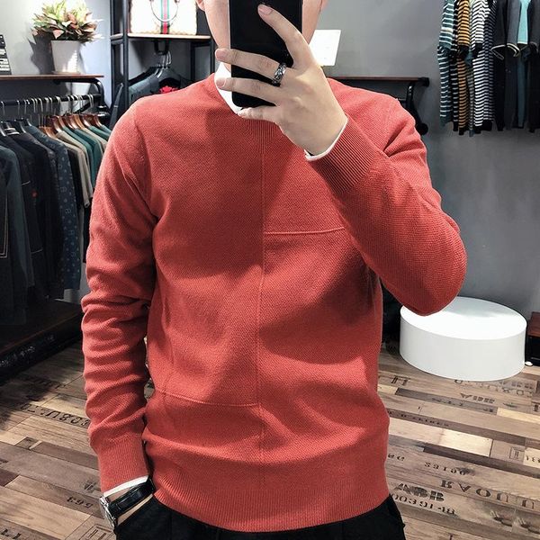

men's sweaters autumn and winter round neck pullover korean solid color casual business soft warm long sleeve plus sizes sweater, White;black