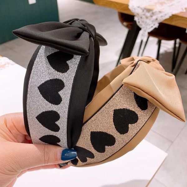 

корейские женщины сладкий поперечный узел головы головы мода девушки сладкие любви сердца волосы обруч классика широкоизглазый бантики приче, Black;brown