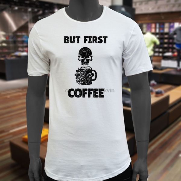 

short sleeves but first coffee skull black morning humor dead white extended long shirtfunny sport hooded sweatshirt hoodie t shirt