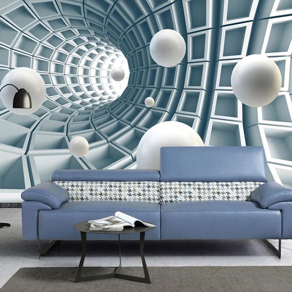 Benutzerdefinierte Fotowandpapier 3D Stereoskopischer Kreisball Abstraktes Weltraumwandbild Wohnzimmer Sofa TV Hintergrund Modernes Design Tapete