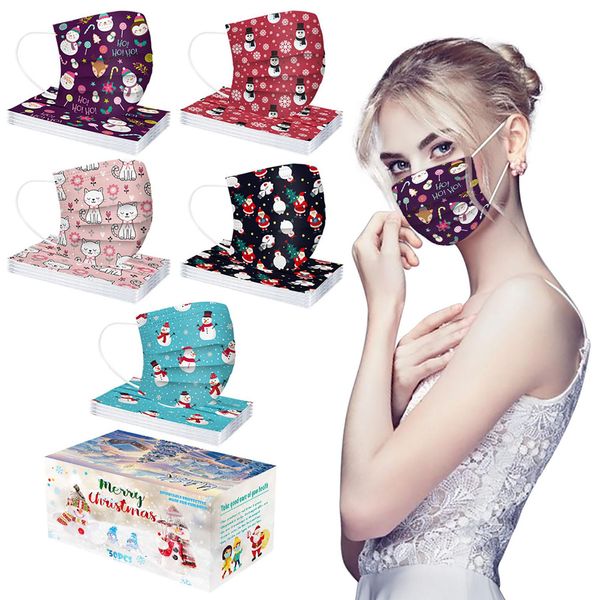 

fast delivery mscara 50pc christmas mask mask disposable face mask 3ply ear loop bandage mscara facial wmttrl