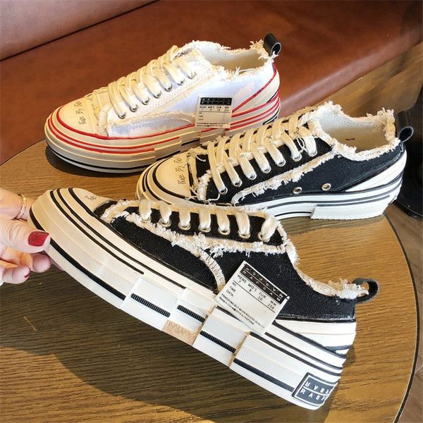 

casual women shoes canvas breathable outdoor sneakers spring summer shoes platform lace up zapatos de mujer 201109, Black
