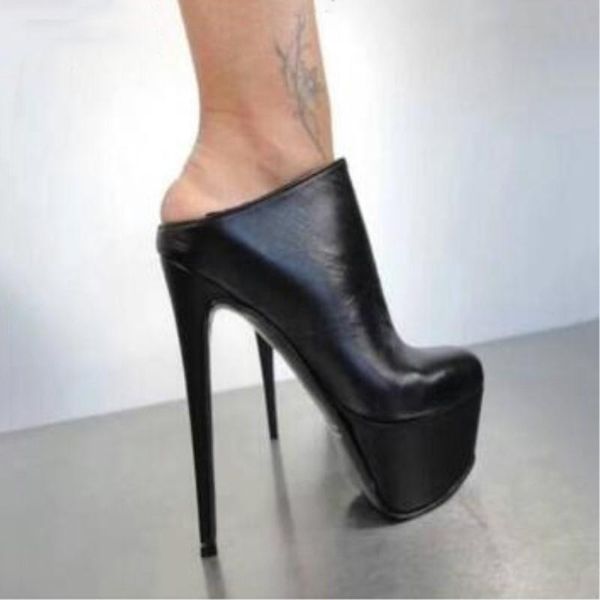 

lanlojer high heels party pumps women shoes high heel platform wedding slingbacks about 18 cm high-heeled open-heeled shoes, Black