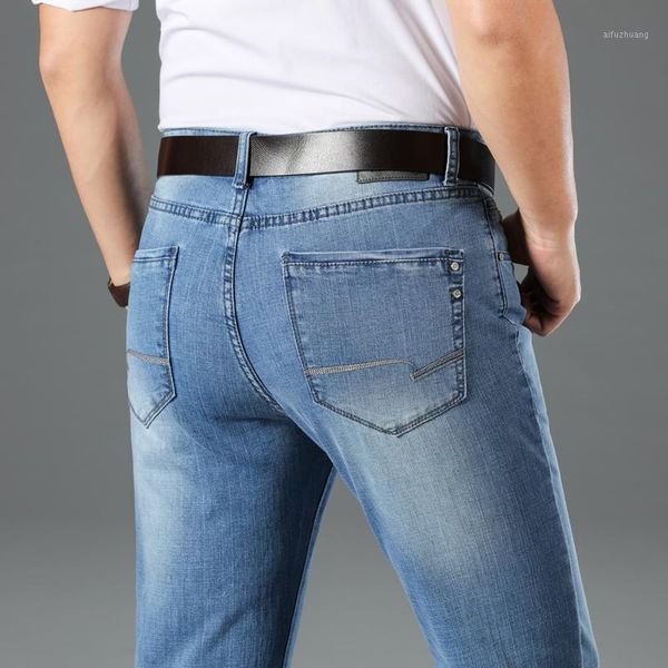 

2020 autumn new classic style men's stretch slim blue jeans business casual cotton regular fit denim pants male brand trousers1
