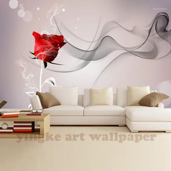 

customized mural abstract rose smog modern 3d classic background wall mural living room bedroom wall paper home decoration1
