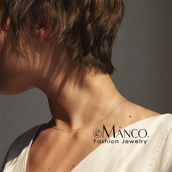 

emanco minimalist copper chokers necklaces for women thin simple chain necklace women friend gift jewelry y200323, Silver