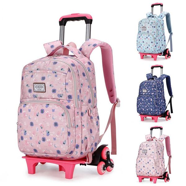 

school bags removable children for girls boy backpack with wheel trolley kids luggage bag travel