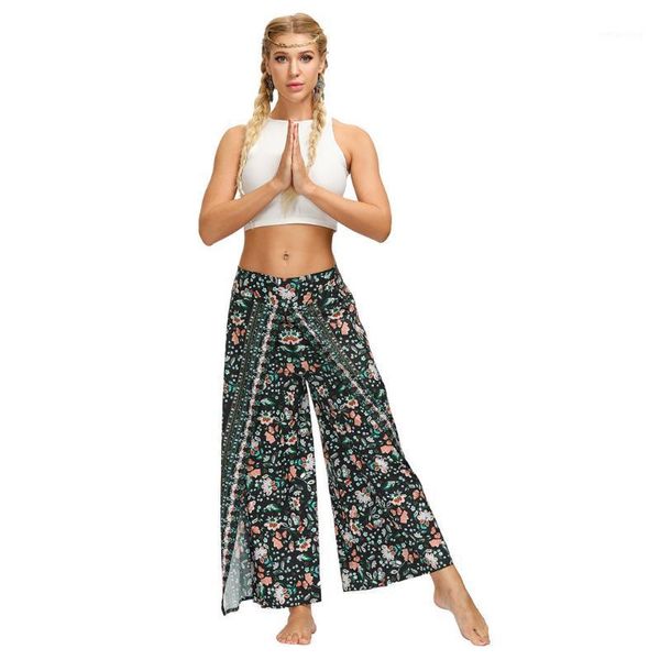 

yoga outfits women casual summer loose trousers baggy boho jumpsuit pants sport high waist black 301, White;red