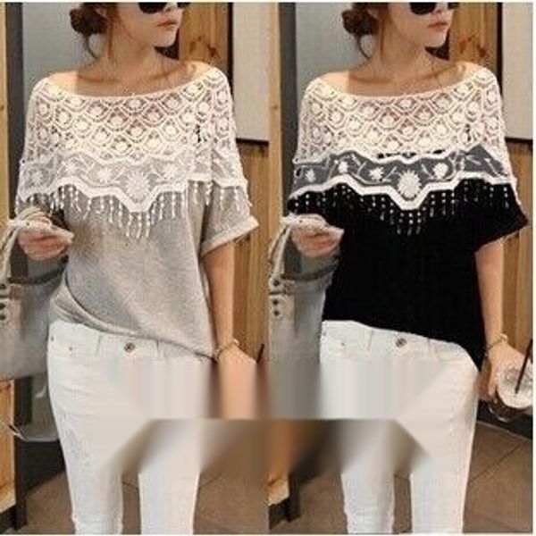 

g2dpf корейская новая сладкие кружева полая из ручной работы крючок шаль shawlmid длина бат рукав кружево shawlt рубашка воротник футболка д, White